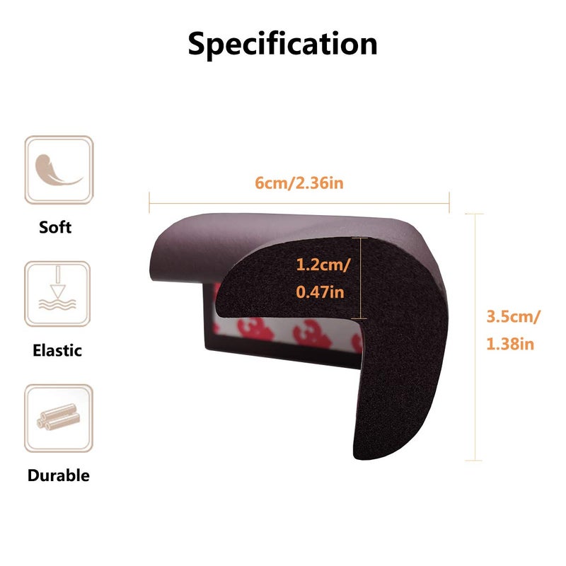 AnFun Corner Protector Baby Proof | Corner Guard Child Safety for Babies, Toddlers, Kids | Foam Corner Covers for Furniture, Table, Desk | 8 Pack (Brown) - Image 2